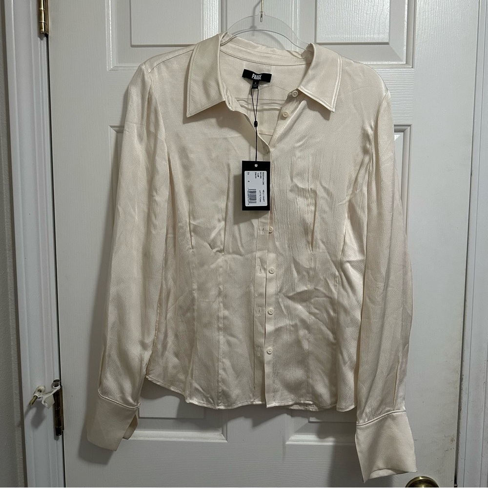 PAIGE Ivory Button-Up Blouse